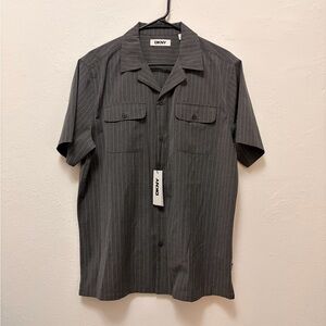 DKNY Men's Charcoal Pinstripe Button Down Shirt